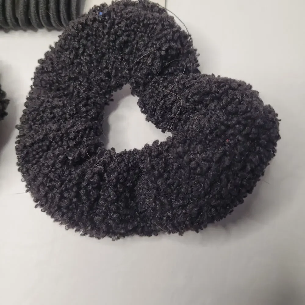 Chic Black Fabric Scrunchies & Hair Tie Accessory Set
